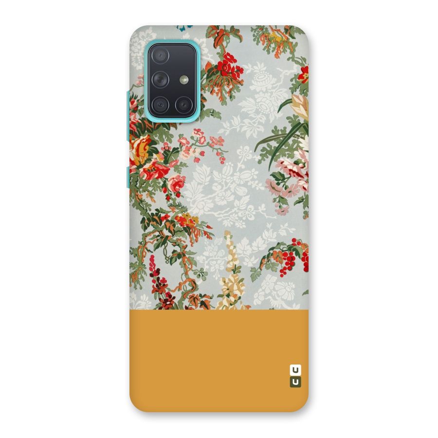 Golden Stripe on Floral Back Case for Galaxy A71