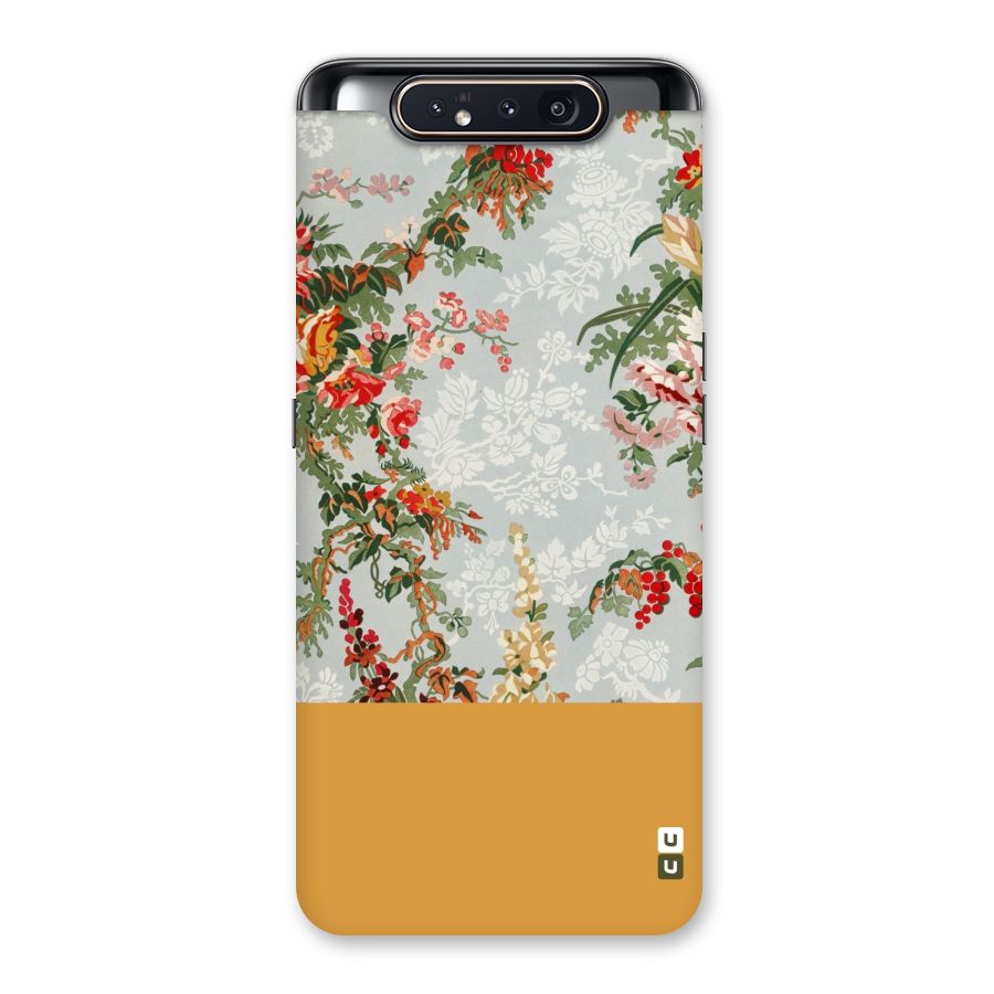 Golden Stripe on Floral Back Case for Galaxy A80
