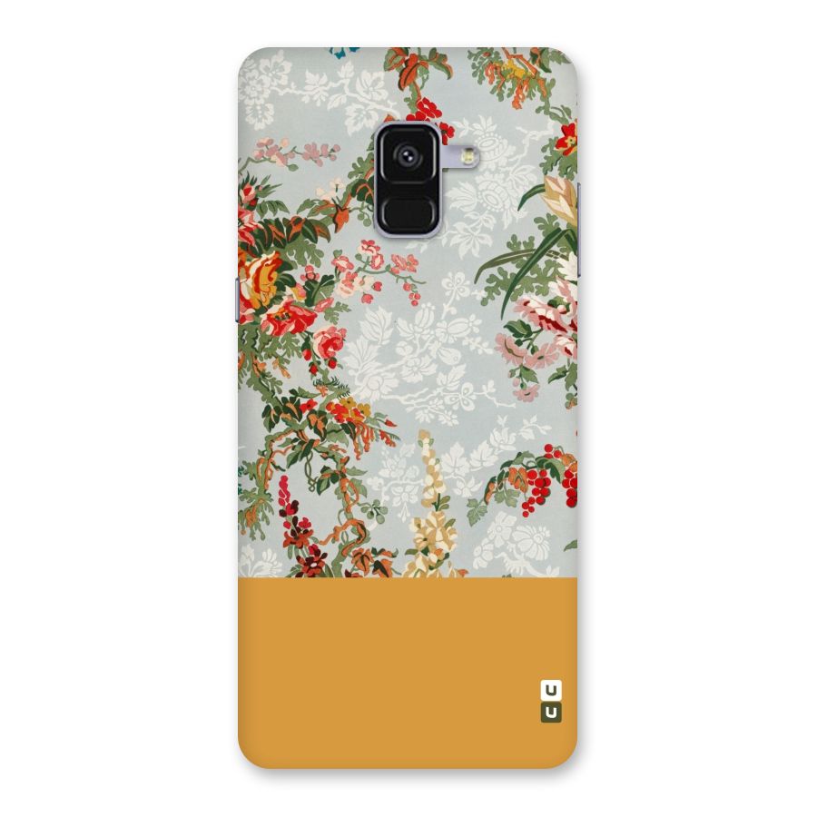 Golden Stripe on Floral Back Case for Galaxy A8 Plus