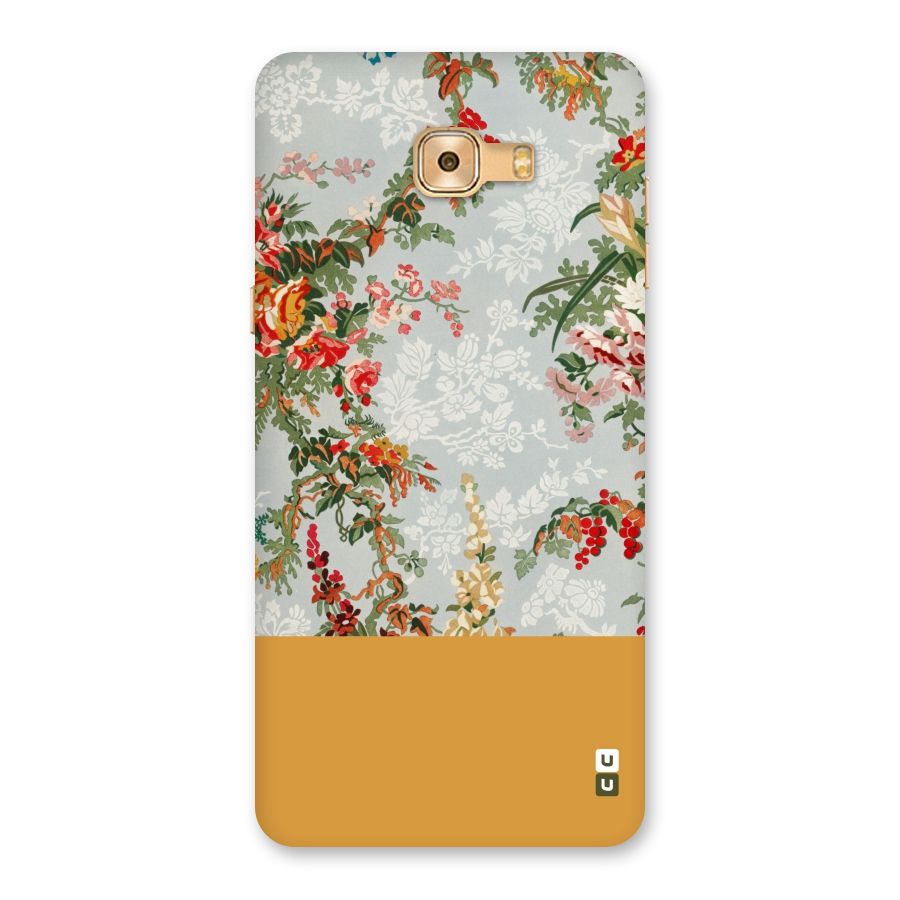 Golden Stripe on Floral Back Case for Galaxy C9 Pro