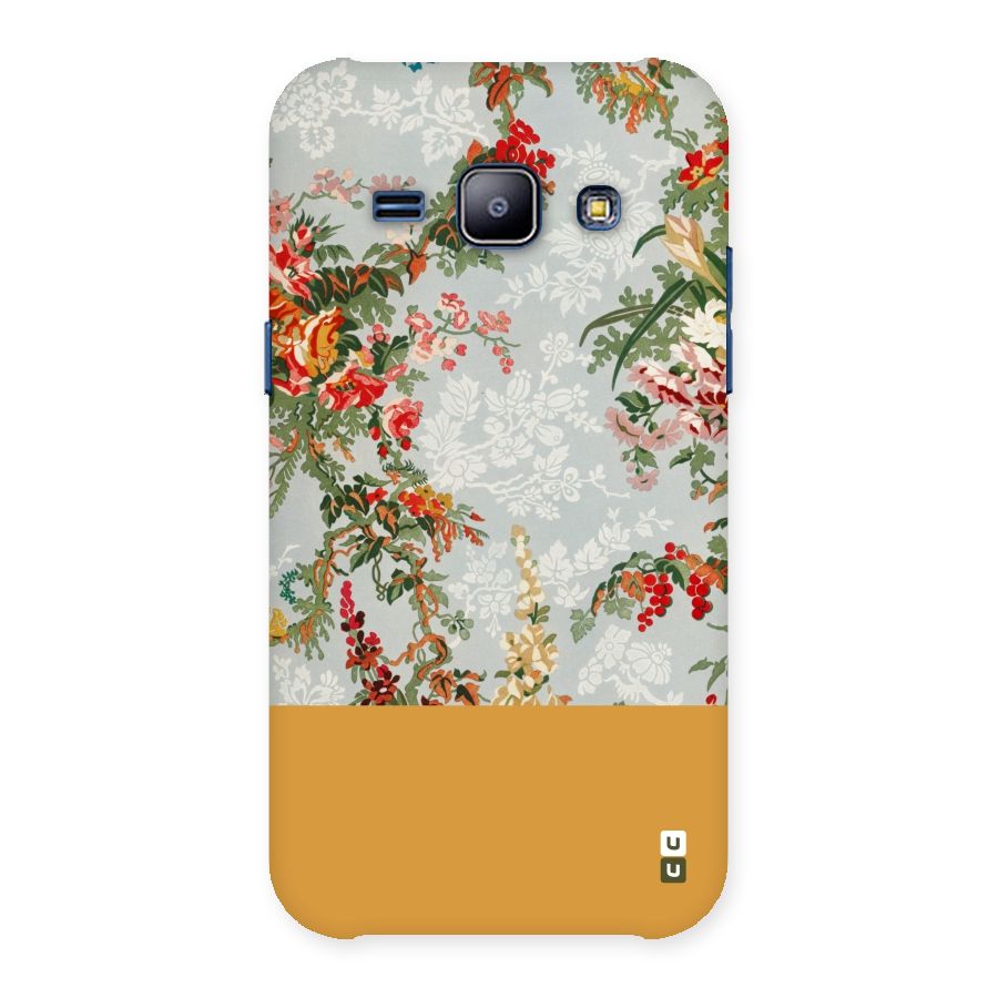 Golden Stripe on Floral Back Case for Galaxy J1