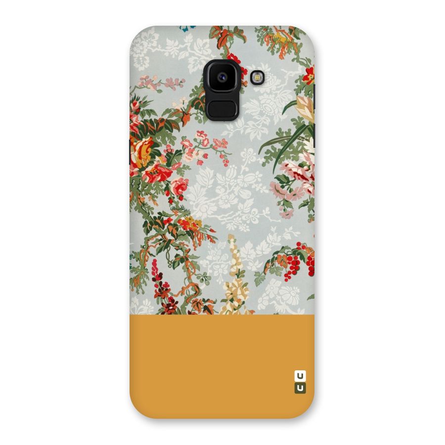 Golden Stripe on Floral Back Case for Galaxy J6