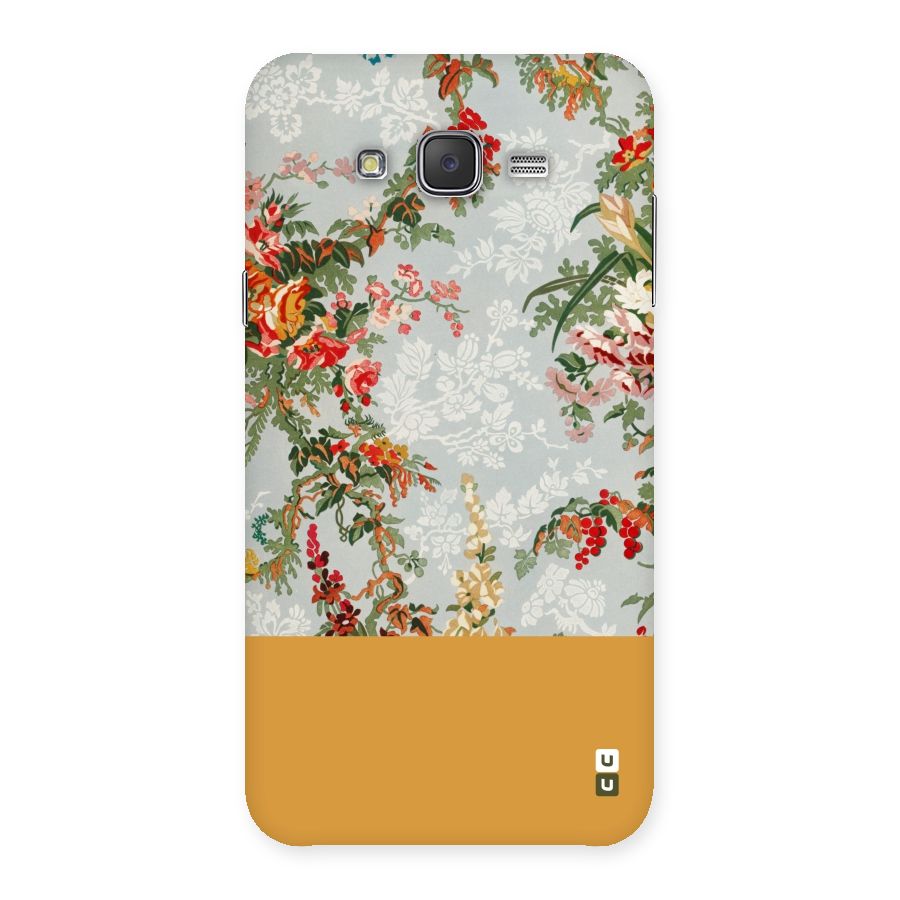 Golden Stripe on Floral Back Case for Galaxy J7