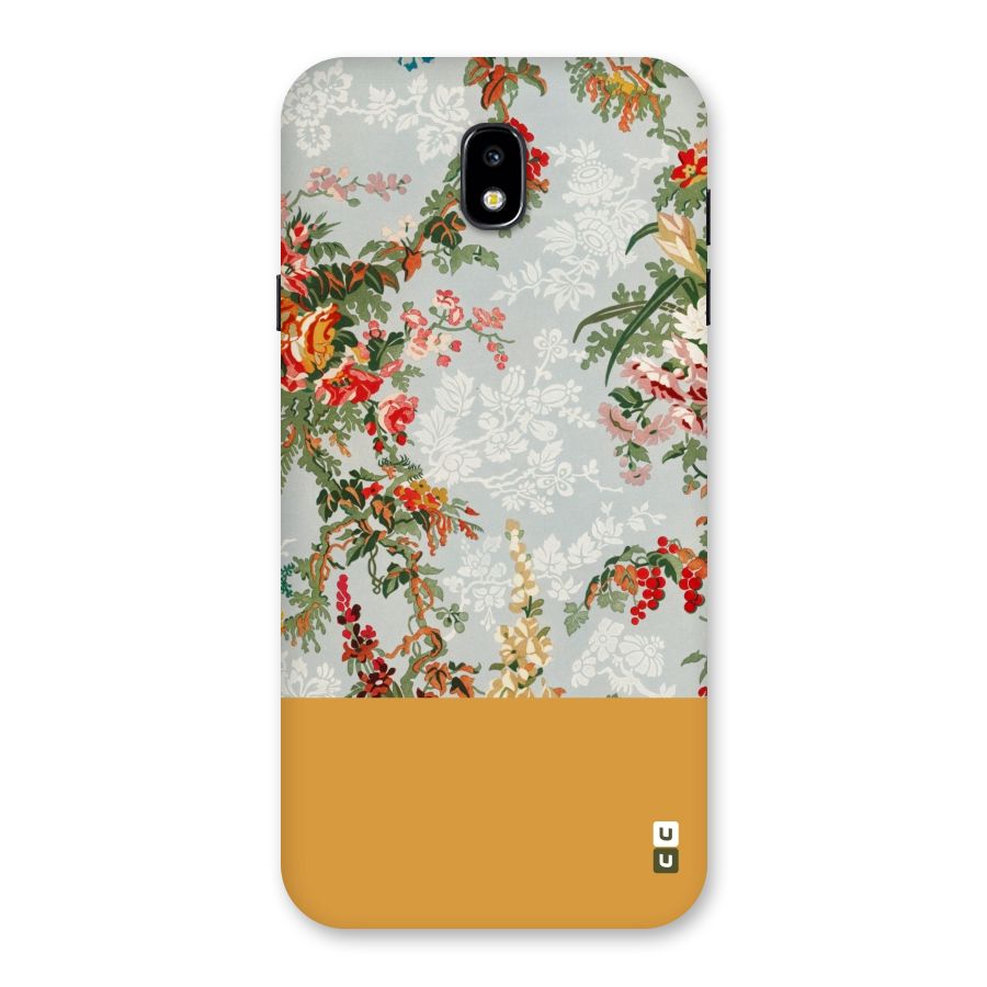 Golden Stripe on Floral Back Case for Galaxy J7 Pro