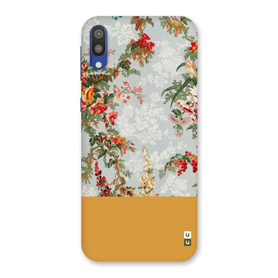 Golden Stripe on Floral Back Case for Galaxy M10