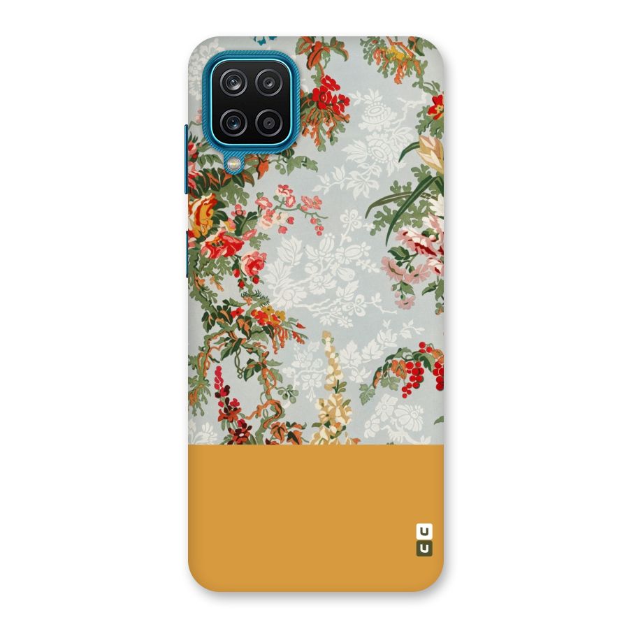 Golden Stripe on Floral Back Case for Galaxy M12