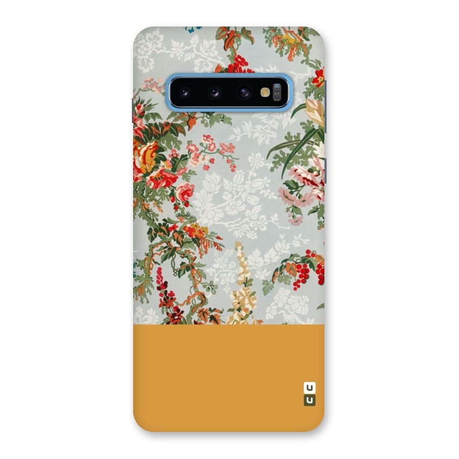 Golden Stripe on Floral Back Case for Galaxy S10
