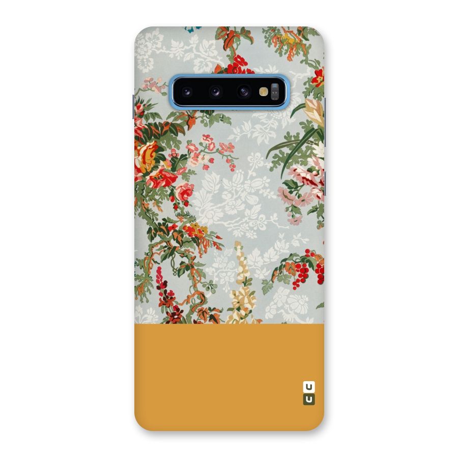 Golden Stripe on Floral Back Case for Galaxy S10 Plus