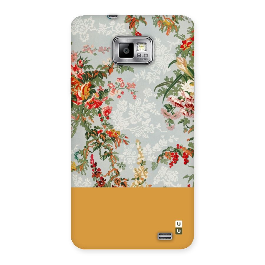 Golden Stripe on Floral Back Case for Galaxy S2
