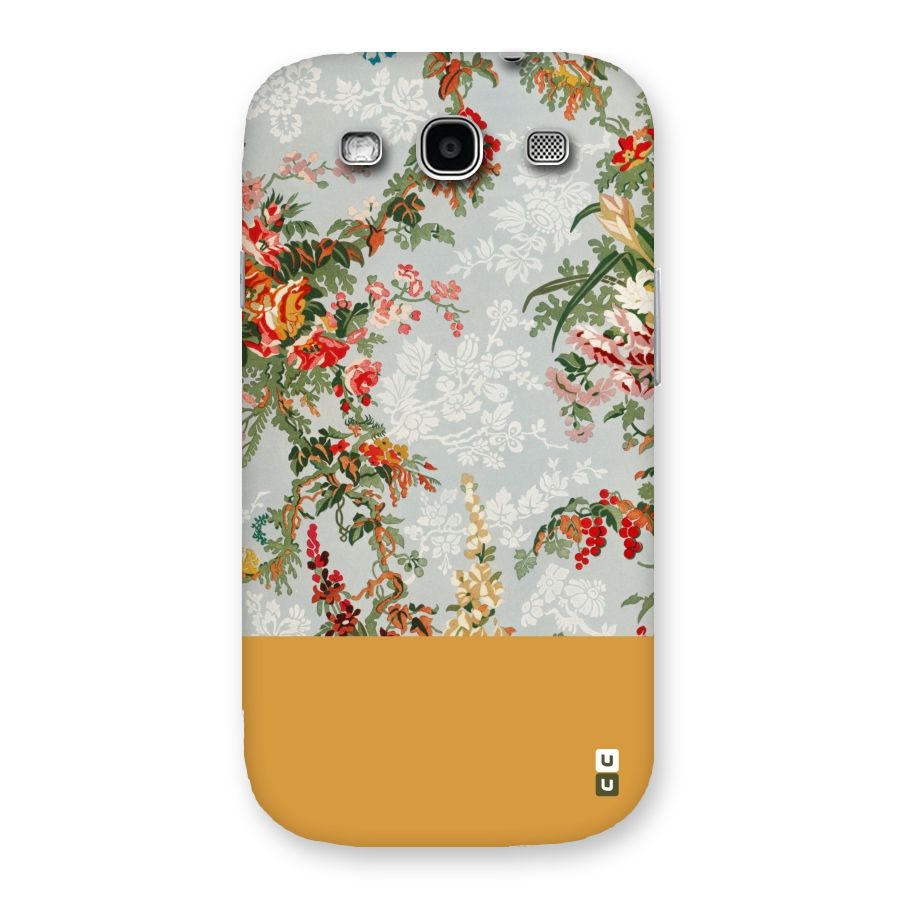 Golden Stripe on Floral Back Case for Galaxy S3