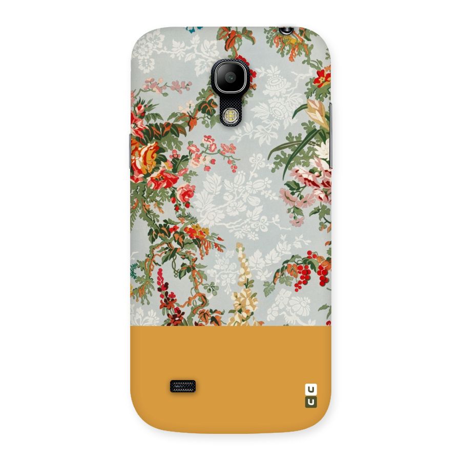 Golden Stripe on Floral Back Case for Galaxy S4 Mini