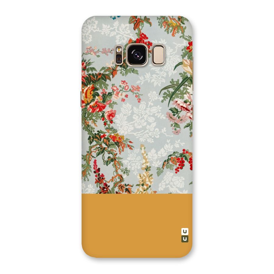 Golden Stripe on Floral Back Case for Galaxy S8