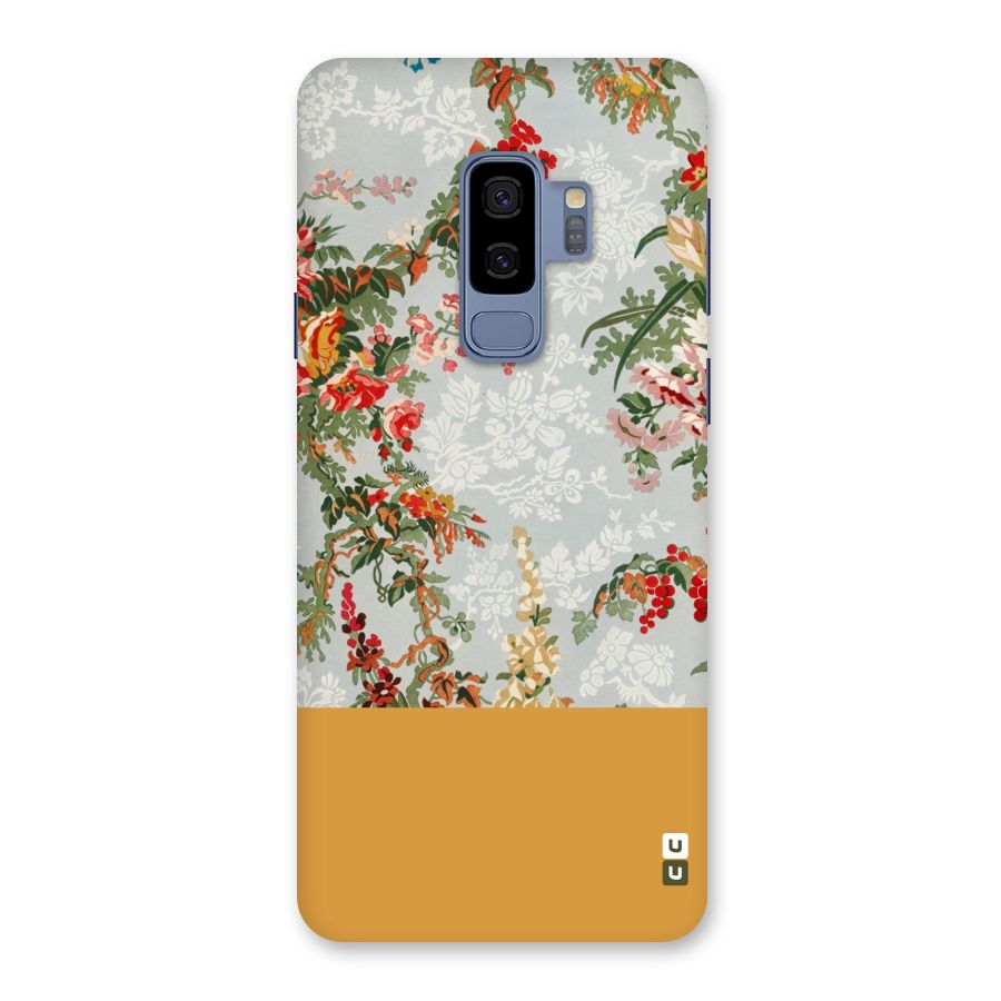 Golden Stripe on Floral Back Case for Galaxy S9 Plus