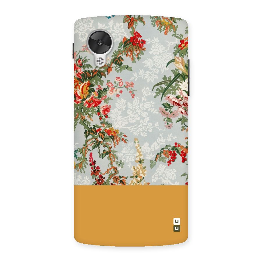 Golden Stripe on Floral Back Case for Google Nexsus 5