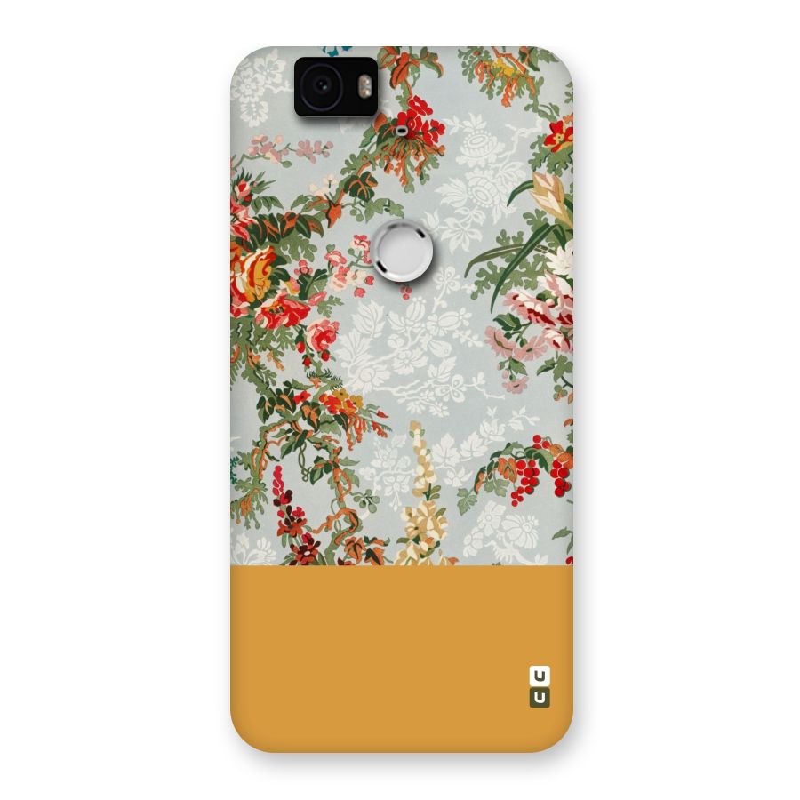 Golden Stripe on Floral Back Case for Google Nexus-6P
