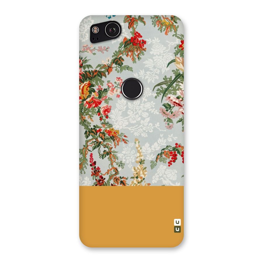 Golden Stripe on Floral Back Case for Google Pixel 2