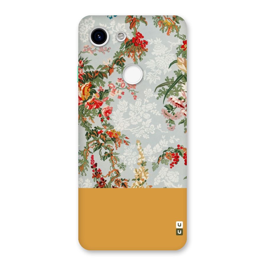 Golden Stripe on Floral Back Case for Google Pixel 3