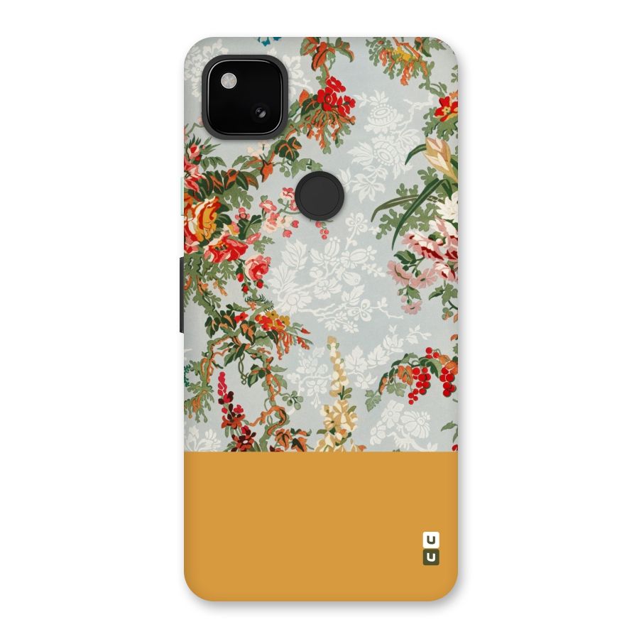 Golden Stripe on Floral Back Case for Google Pixel 4a