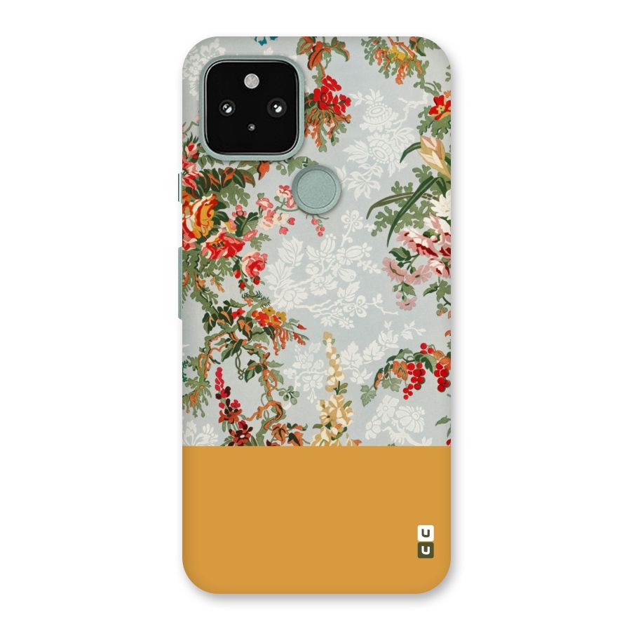 Golden Stripe on Floral Back Case for Google Pixel 5