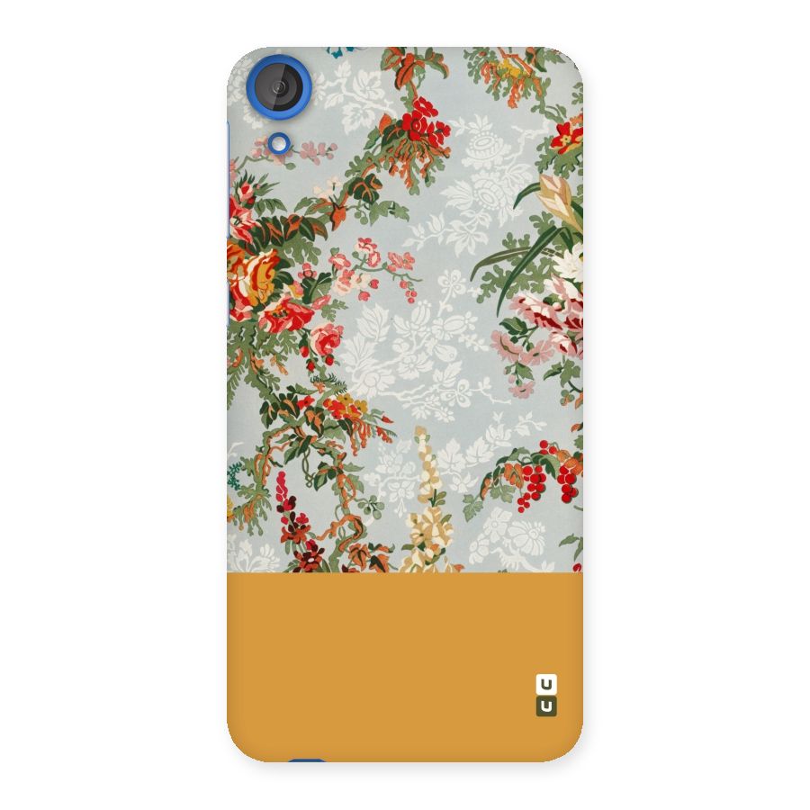 Golden Stripe on Floral Back Case for HTC Desire 820