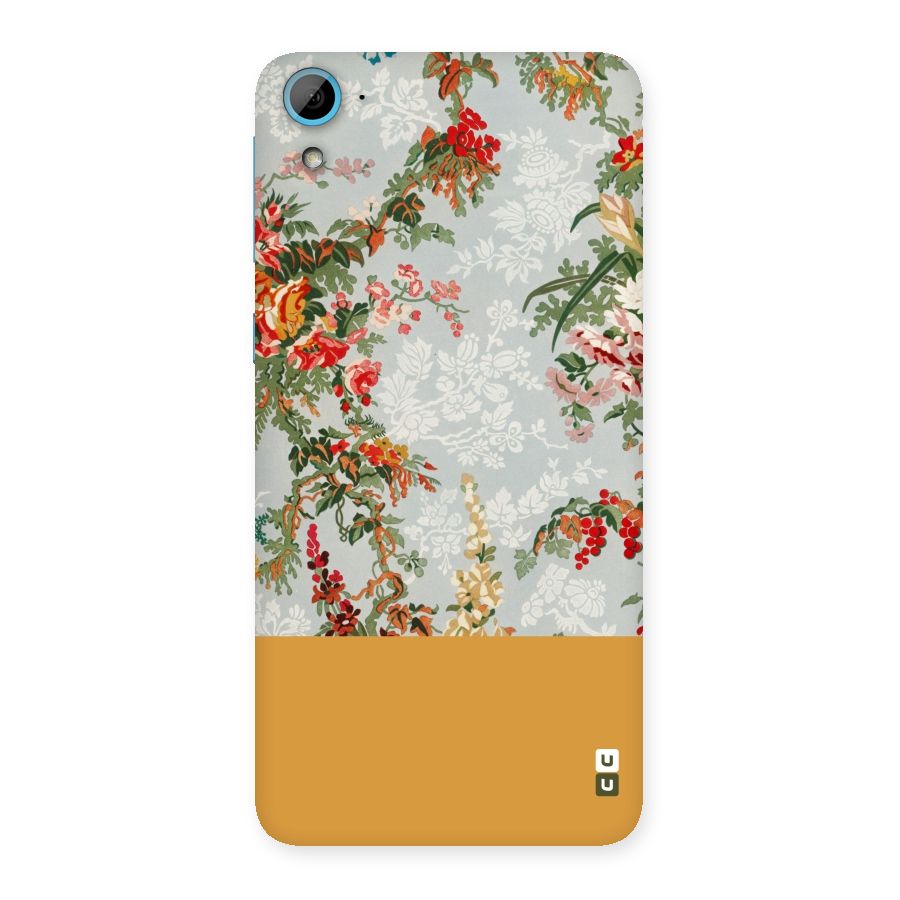 Golden Stripe on Floral Back Case for HTC Desire 826