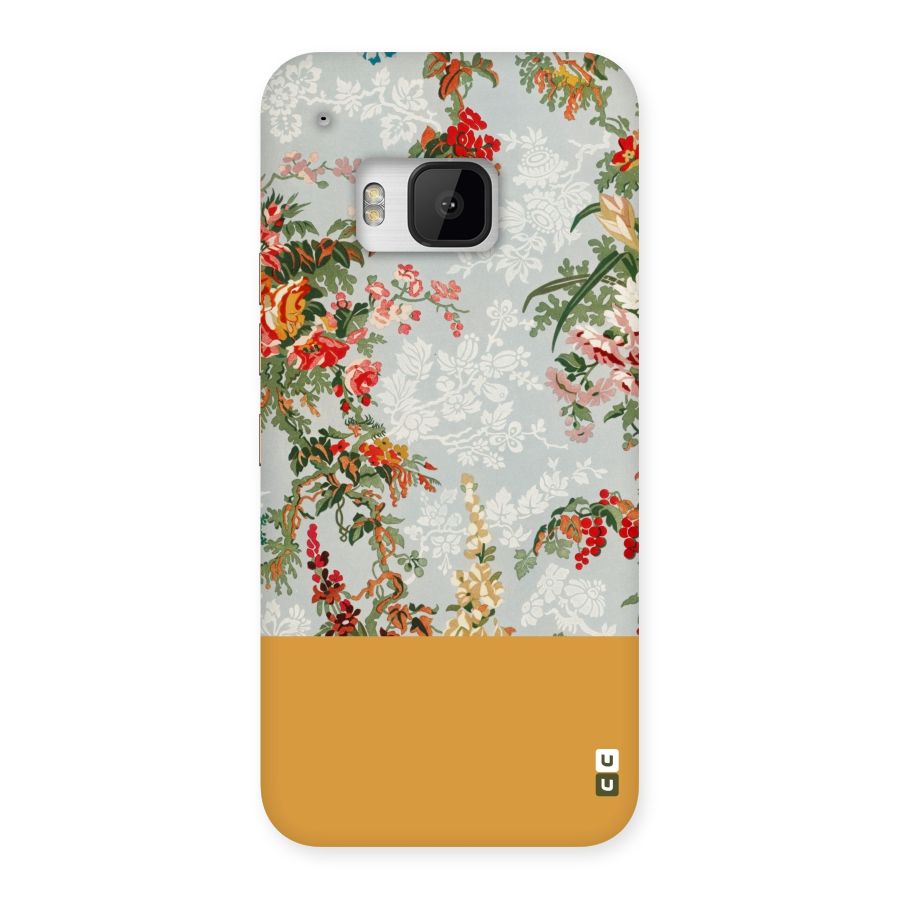 Golden Stripe on Floral Back Case for HTC One M9