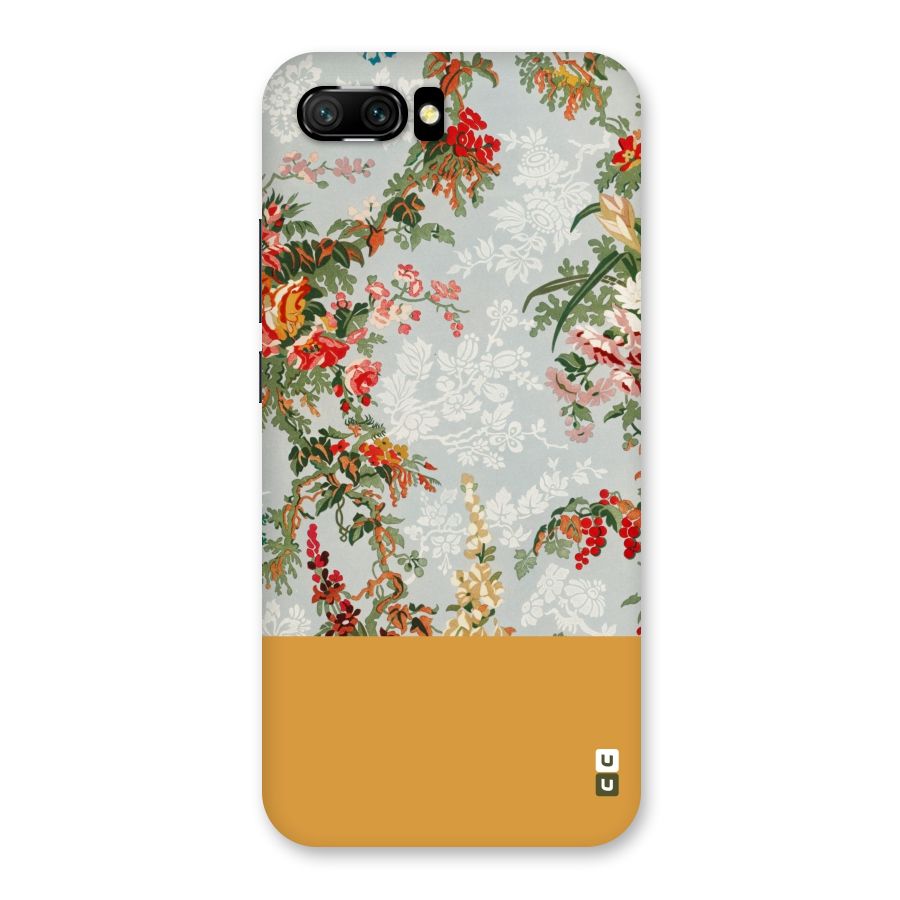 Golden Stripe on Floral Back Case for Honor 10