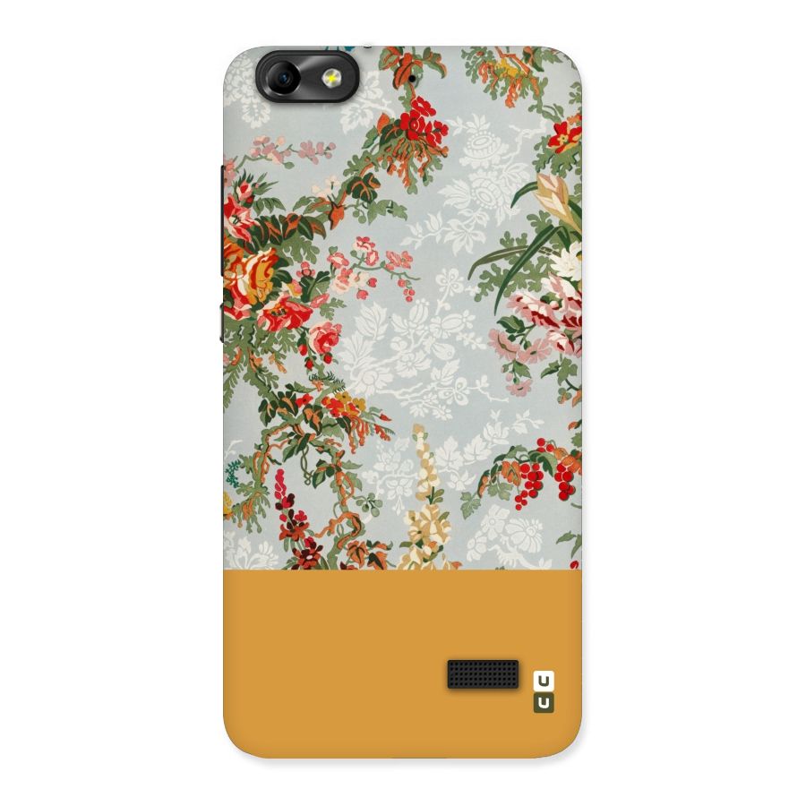 Golden Stripe on Floral Back Case for Honor 4C