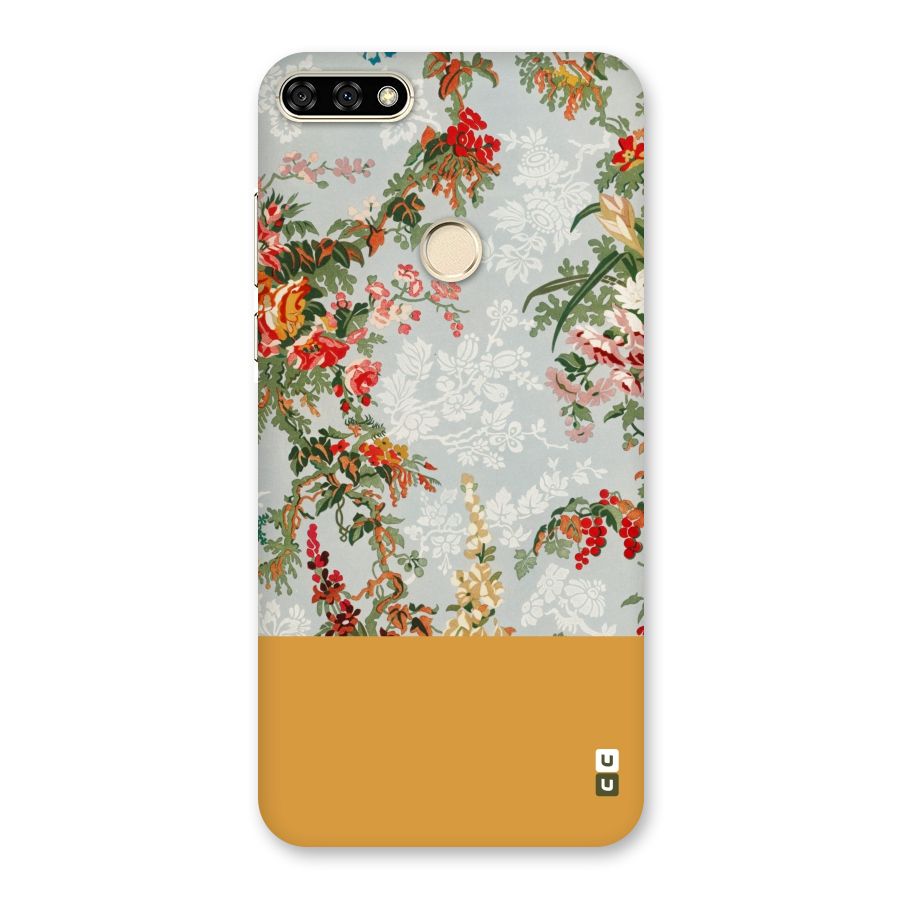 Golden Stripe on Floral Back Case for Honor 7A