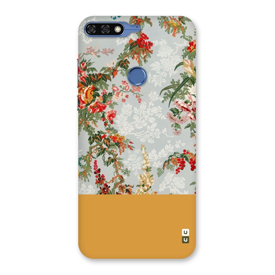 Golden Stripe on Floral Back Case for Honor 7C