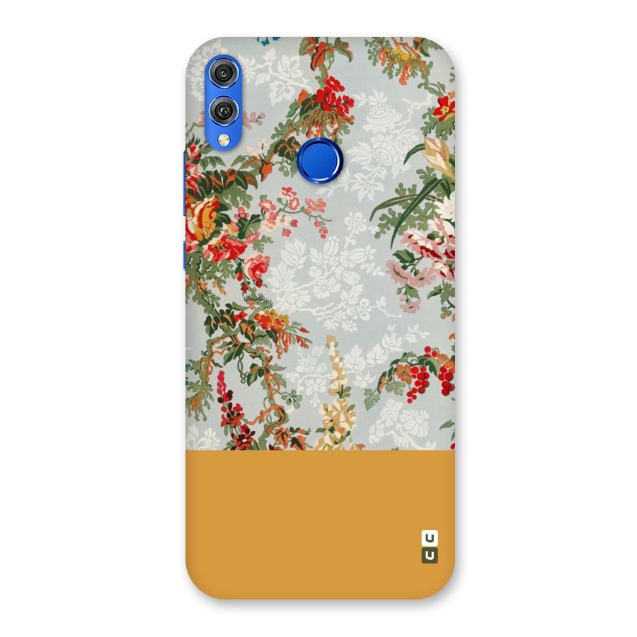 Golden Stripe on Floral Back Case for Honor 8X
