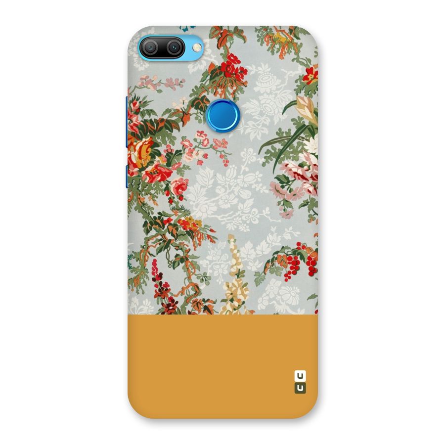 Golden Stripe on Floral Back Case for Honor 9N