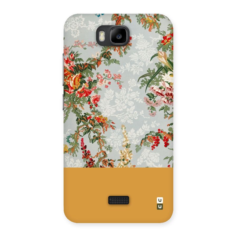 Golden Stripe on Floral Back Case for Honor Bee
