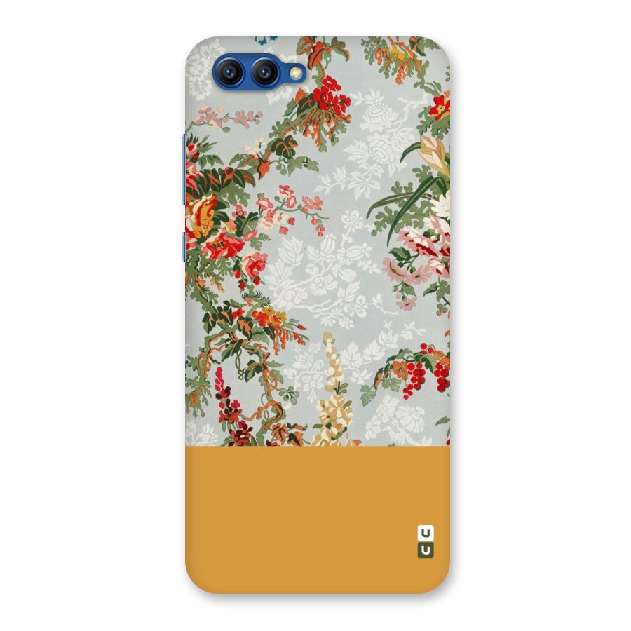 Golden Stripe on Floral Back Case for Honor View 10