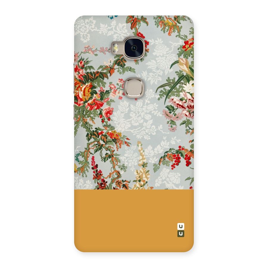Golden Stripe on Floral Back Case for Huawei Honor 5X