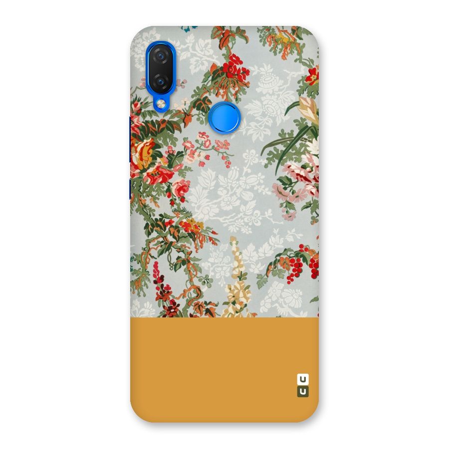 Golden Stripe on Floral Back Case for Huawei P Smart+