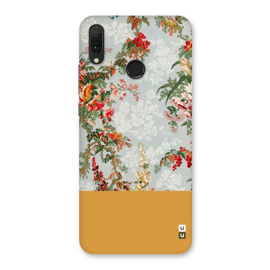 Golden Stripe on Floral Back Case for Huawei Y9 (2019)
