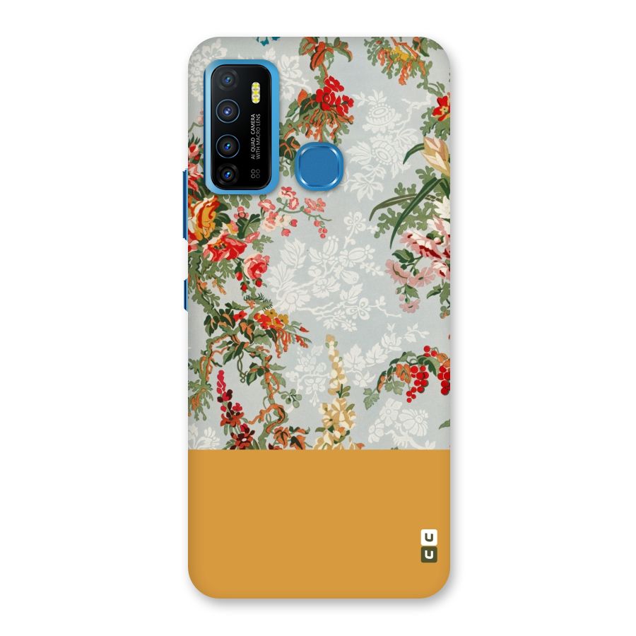 Golden Stripe on Floral Back Case for Infinix Hot 9