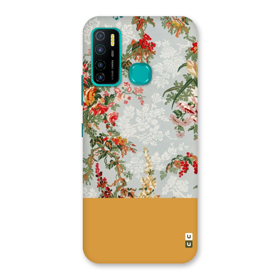 Golden Stripe on Floral Back Case for Infinix Hot 9 Pro