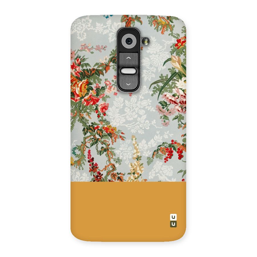 Golden Stripe on Floral Back Case for LG G2