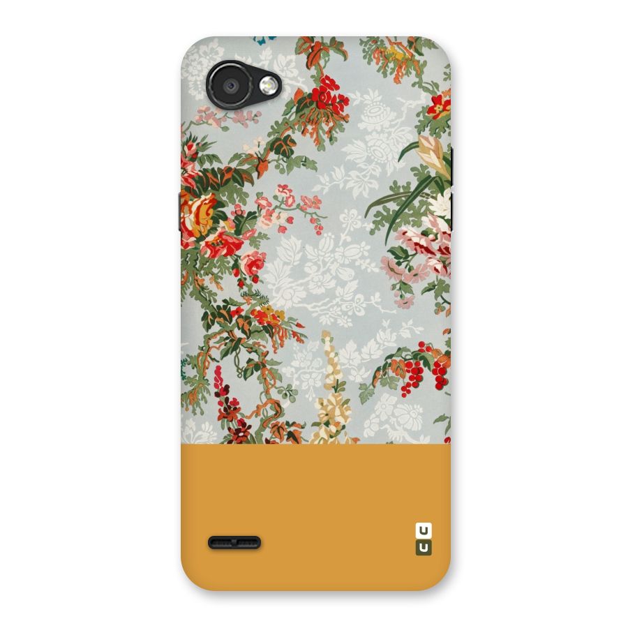 Golden Stripe on Floral Back Case for LG Q6