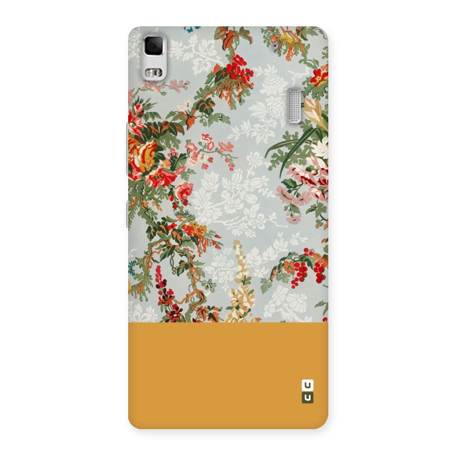 Golden Stripe on Floral Back Case for Lenovo K3 Note