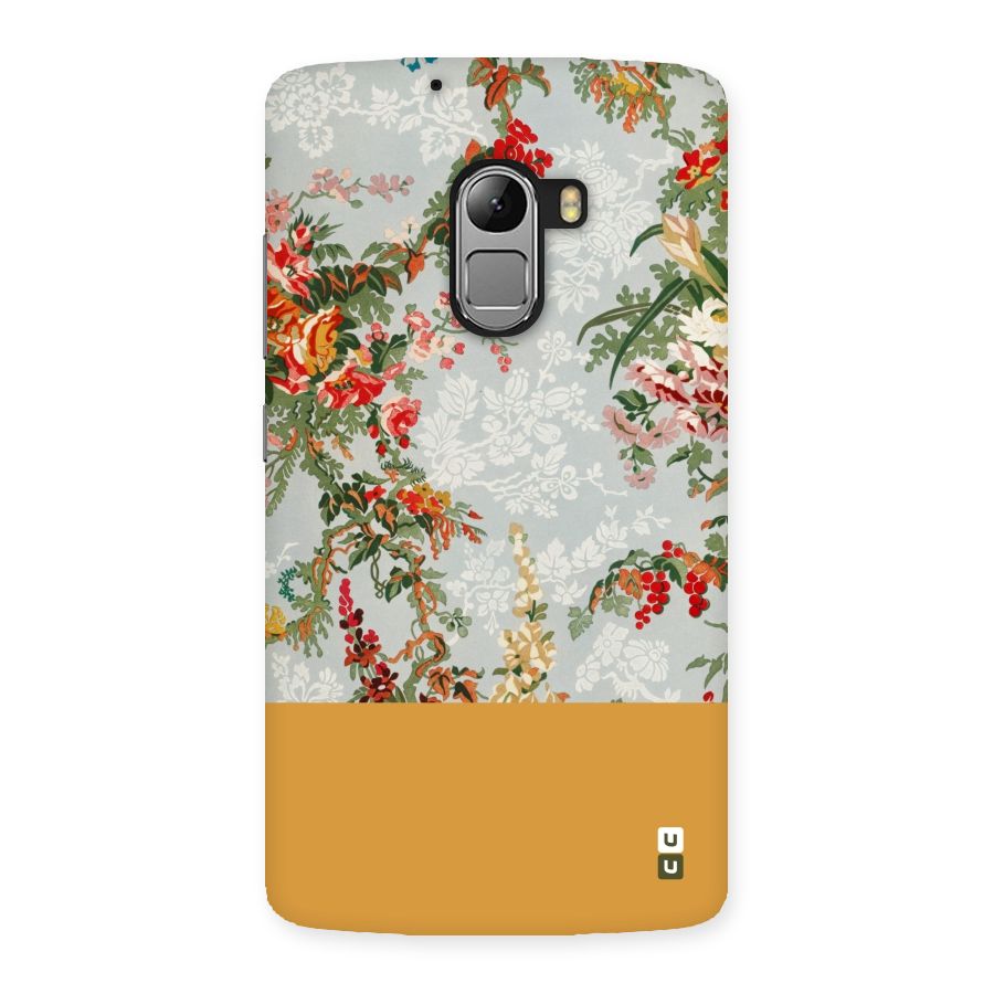 Golden Stripe on Floral Back Case for Lenovo K4 Note