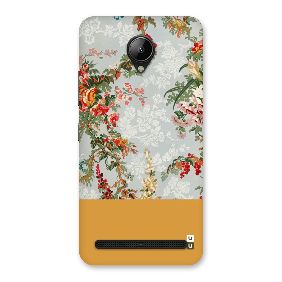 Golden Stripe on Floral Back Case for Lenovo C2