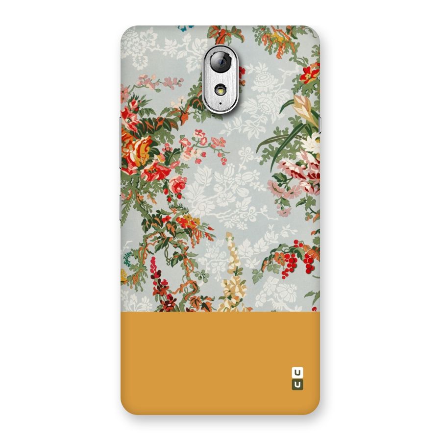 Golden Stripe on Floral Back Case for Lenovo Vibe P1M