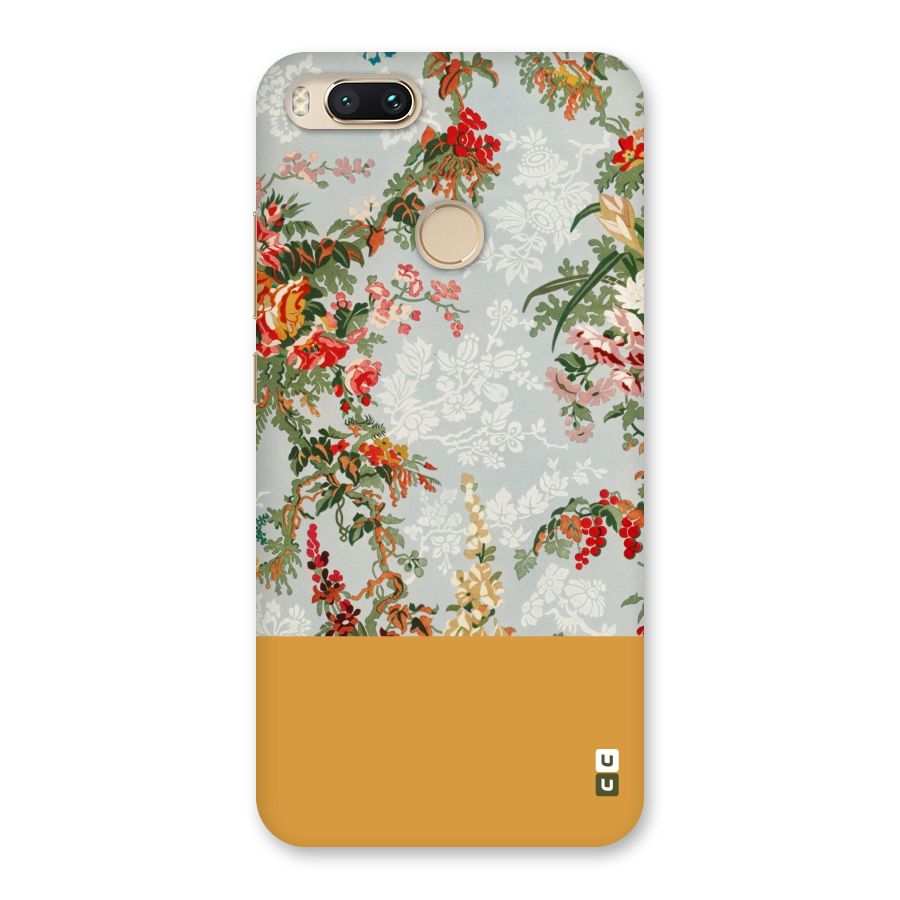 Golden Stripe on Floral Back Case for Mi A1
