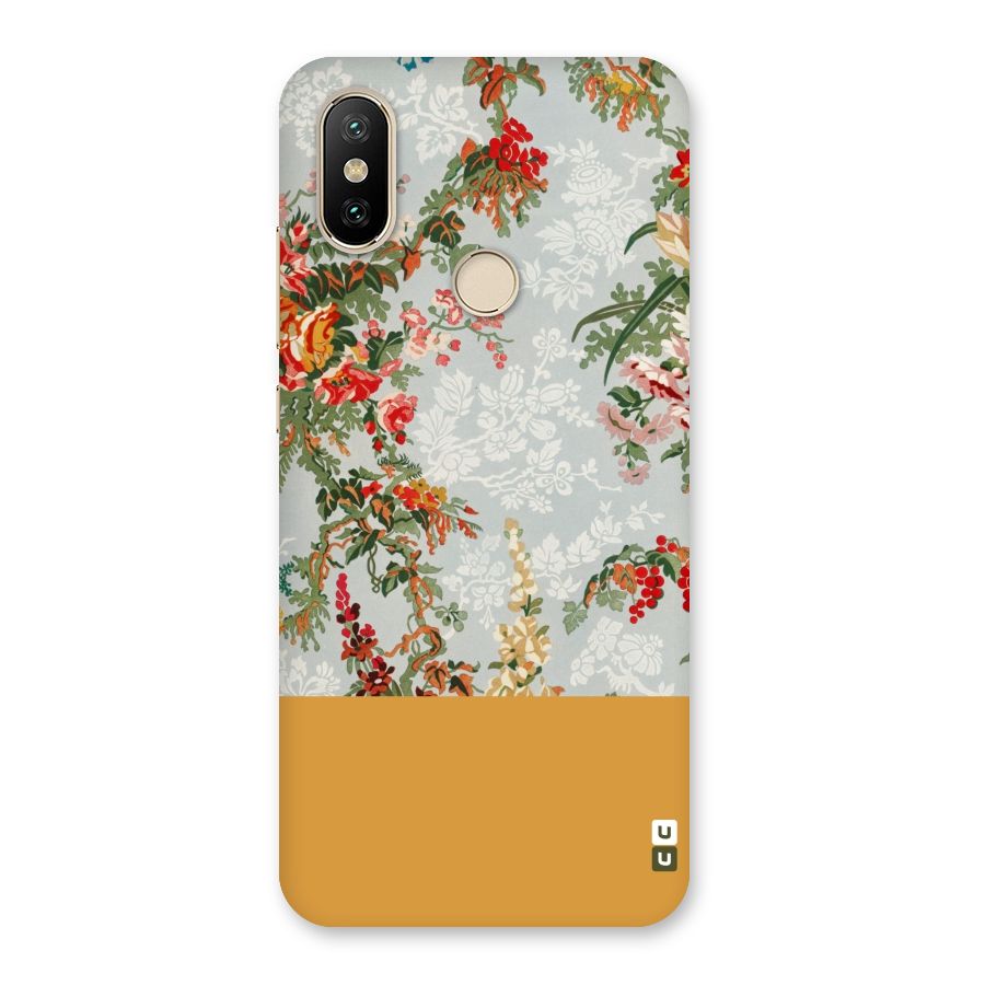 Golden Stripe on Floral Back Case for Mi A2