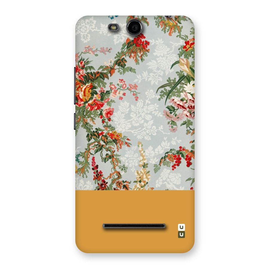 Golden Stripe on Floral Back Case for Micromax Canvas Juice 3 Q392