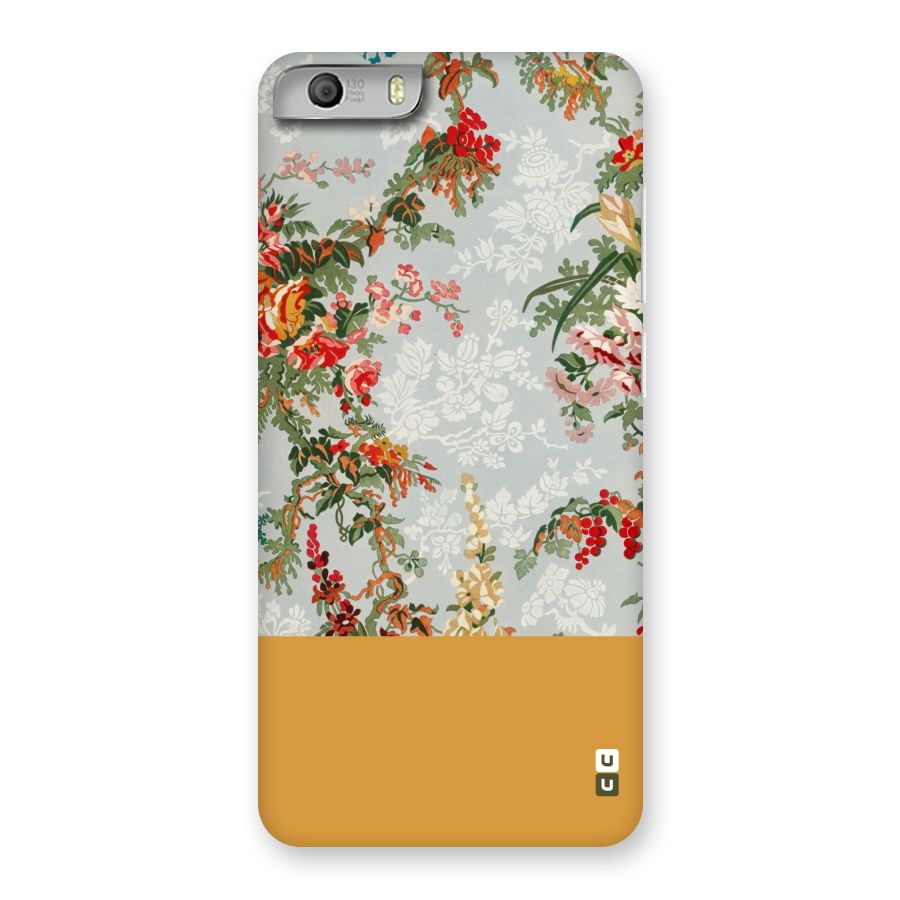 Golden Stripe on Floral Back Case for Micromax Canvas Knight 2
