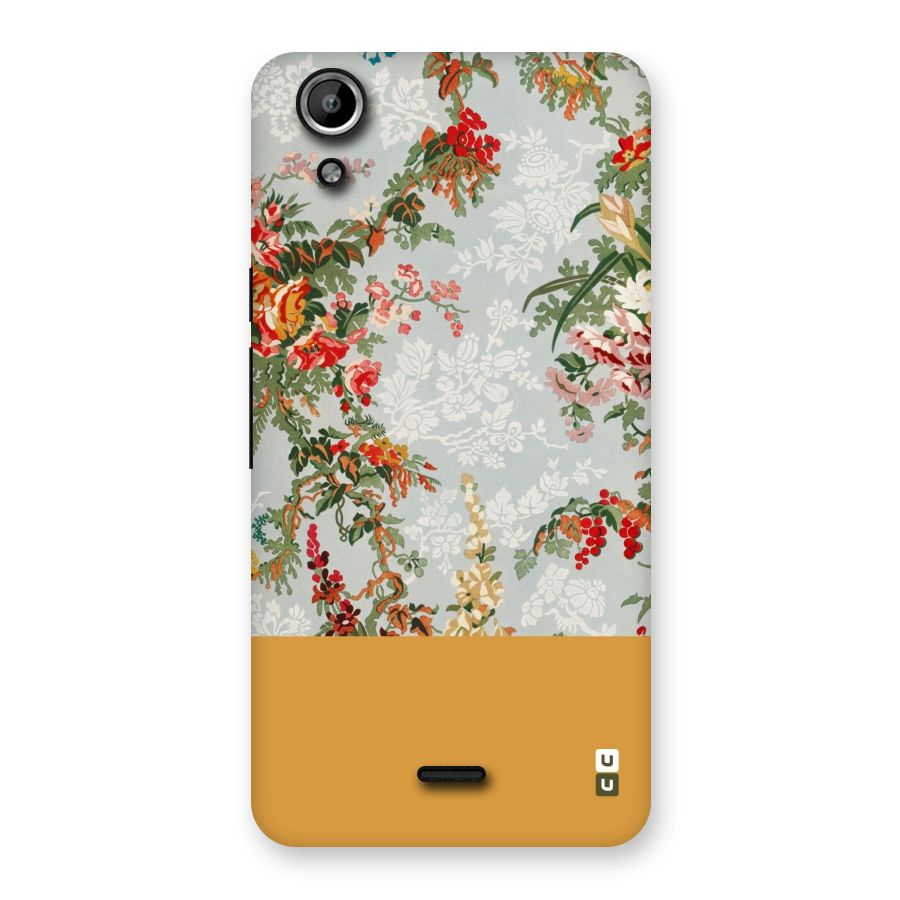 Golden Stripe on Floral Back Case for Micromax Canvas Selfie Lens Q345